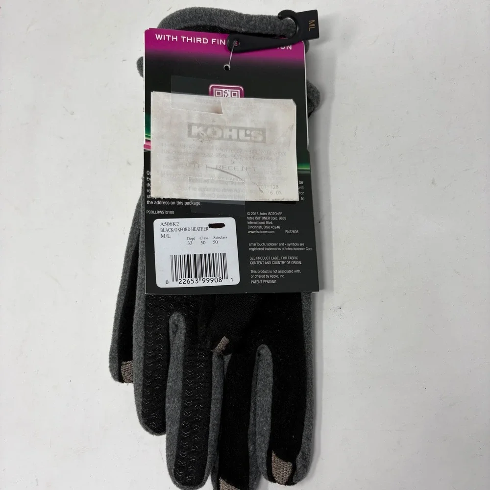 Isotonerw smarTouch Women's Gloves Black Oxford Heather Grey Size M/L